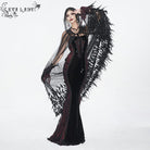 EVA LADY Women's Gothic Rhinestone Feather Cape with Hood