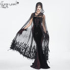 EVA LADY Women's Gothic Rhinestone Feather Cape with Hood