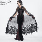 EVA LADY Women's Gothic Rhinestone Feather Cape with Hood