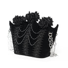 EVA LADY Women's Gothic Rose Beaded Chained Bag Black