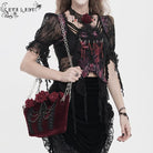 EVA LADY Women's Gothic Rose Beaded Chained Bag Red