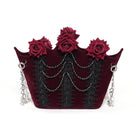 EVA LADY Women's Gothic Rose Beaded Chained Bag Red
