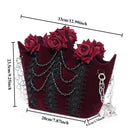 EVA LADY Women's Gothic Rose Beaded Chained Bag Red