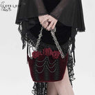 EVA LADY Women's Gothic Rose Beaded Chained Bag Red
