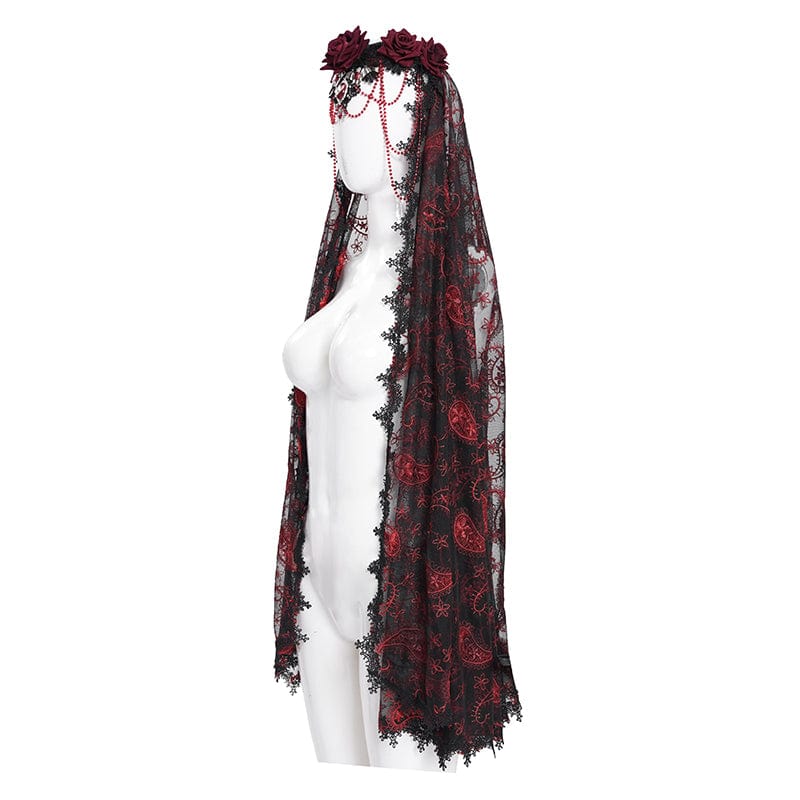 EVA LADY Women's Gothic Rose Beaded Mesh Headwear