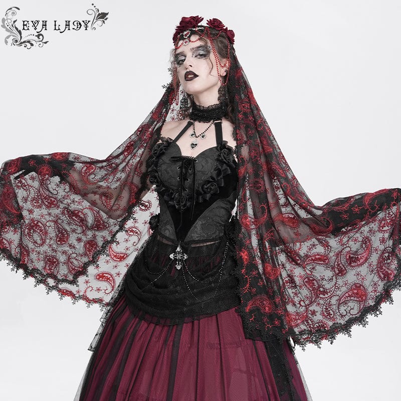 EVA LADY Women's Gothic Rose Beaded Mesh Headwear