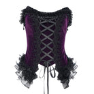 EVA LADY Women's Gothic Rose Beaded Tassel Lace Mesh Trim Lace‑up Overbust Corset Black-Purple