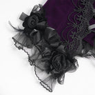 EVA LADY Women's Gothic Rose Beaded Tassel Lace Mesh Trim Lace‑up Overbust Corset Black-Purple