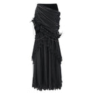 EVA LADY Women's Gothic Rose Chain Asymmetric Pleated Mermaid Long Skirt
