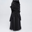 EVA LADY Women's Gothic Rose Chain Asymmetric Pleated Mermaid Long Skirt