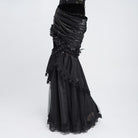 EVA LADY Women's Gothic Rose Chain Asymmetric Pleated Mermaid Long Skirt