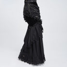 EVA LADY Women's Gothic Rose Chain Asymmetric Pleated Mermaid Long Skirt