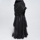 EVA LADY Women's Gothic Rose Chain Asymmetric Pleated Mermaid Long Skirt