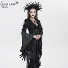 EVA LADY Women's Gothic Rose Feather Printed Long Sleeve Shirt