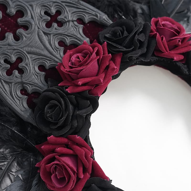 EVA LADY Women's Gothic Rose Feather Wing Headpiece