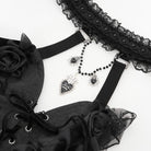EVA LADY Women's Gothic Rose Heart Lace Splice Halterneck Shirt Black