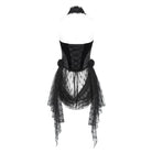 EVA LADY Women's Gothic Rose Heart Lace Splice Halterneck Shirt Black