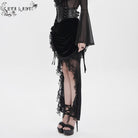 EVA LADY Women's Gothic Rose Lace-up Irregular Hem Skirt Black