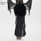 EVA LADY Women's Gothic Rose Lace-up Irregular Hem Skirt Black