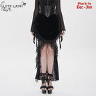 EVA LADY Women's Gothic Rose Lace-up Irregular Hem Skirt Black
