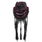 EVA LADY Women's Gothic Rose Lace-up Irregular Hem Skirt Black-Red