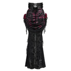 EVA LADY Women's Gothic Rose Lace-up Irregular Hem Skirt Black-Red