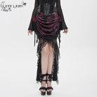 EVA LADY Women's Gothic Rose Lace-up Irregular Hem Skirt Black-Red
