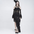 EVA LADY Women's Gothic Rose Ruffle Beaded Fringe Asymmetric Slip Dress