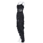 EVA LADY Women's Gothic Rose Ruffle Beaded Fringe Asymmetric Slip Dress