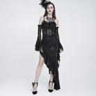 EVA LADY Women's Gothic Rose Ruffle Beaded Fringe Asymmetric Slip Dress