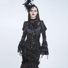 EVA LADY Women's Gothic Rose Ruffle Front Busk Lace‑up Underbust Corset