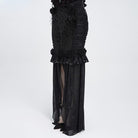 EVA LADY Women's Gothic Rose Ruffle Ruched Mermaid Long Skirt Black