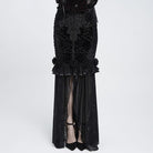 EVA LADY Women's Gothic Rose Ruffle Ruched Mermaid Long Skirt Black