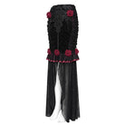 EVA LADY Women's Gothic Rose Ruffle Ruched Mermaid Long Skirt Black-Red