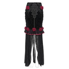 EVA LADY Women's Gothic Rose Ruffle Ruched Mermaid Long Skirt Black-Red