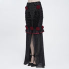 EVA LADY Women's Gothic Rose Ruffle Ruched Mermaid Long Skirt Black-Red