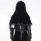 EVA LADY Women's Gothic Rose Ruffled Lace Trim Tassel Hooded Cape