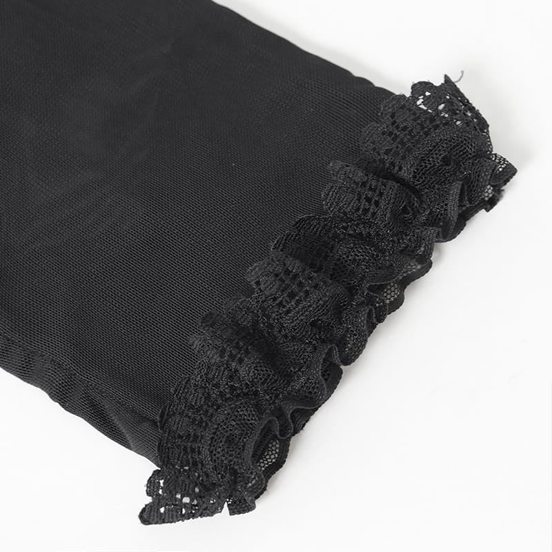 EVA LADY Women's Gothic Ruched Mesh Long Gloves