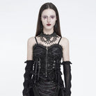 EVA LADY Women's Gothic Ruffle Lace‑up Front Zipper Overbust Corset