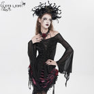 EVA LADY Women's Gothic Ruffled Off Shoulder Flared Sleeved Shirt Black