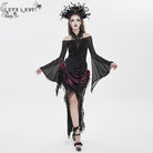 EVA LADY Women's Gothic Ruffled Off Shoulder Flared Sleeved Shirt Black