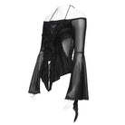 EVA LADY Women's Gothic Ruffled Off Shoulder Flared Sleeved Shirt Black