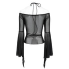 EVA LADY Women's Gothic Ruffled Off Shoulder Flared Sleeved Shirt Black