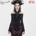 EVA LADY Women's Gothic Ruffled Off Shoulder Flared Sleeved Shirt Black