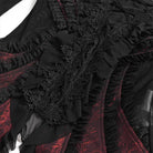 EVA LADY Women's Gothic Ruffled Off Shoulder Flared Sleeved Shirt Black-Red