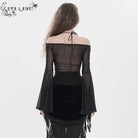 EVA LADY Women's Gothic Ruffled Off Shoulder Flared Sleeved Shirt Black-Red