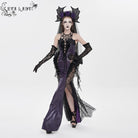 EVA LADY Women's Gothic Scale Printed Lace Splice Mermaid Dress