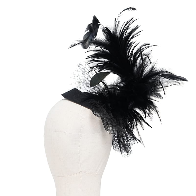 EVA LADY Women's Gothic Skull Feather Beaded Fringe Fascinator Hat