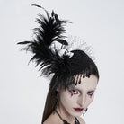 EVA LADY Women's Gothic Skull Feather Beaded Fringe Fascinator Hat