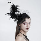 EVA LADY Women's Gothic Skull Feather Beaded Fringe Fascinator Hat